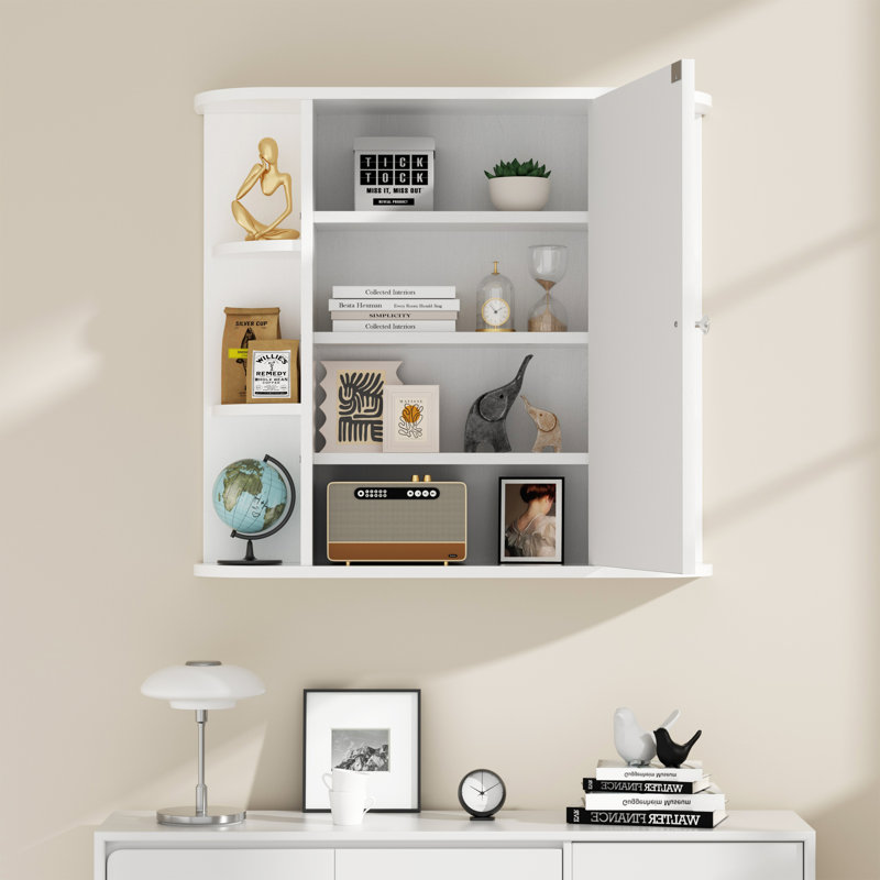 Bathroom Mirror Cabinet With Ample Storage Shelves, White