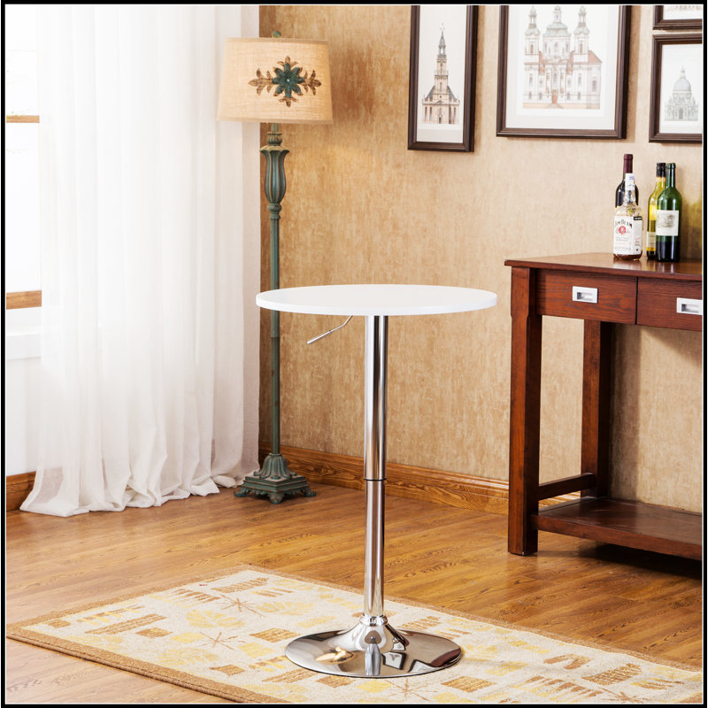 Table de bar réglable à plateau rond en métal avec base robuste, parfaite pour une utilisation polyvalente à la maison et au bureau