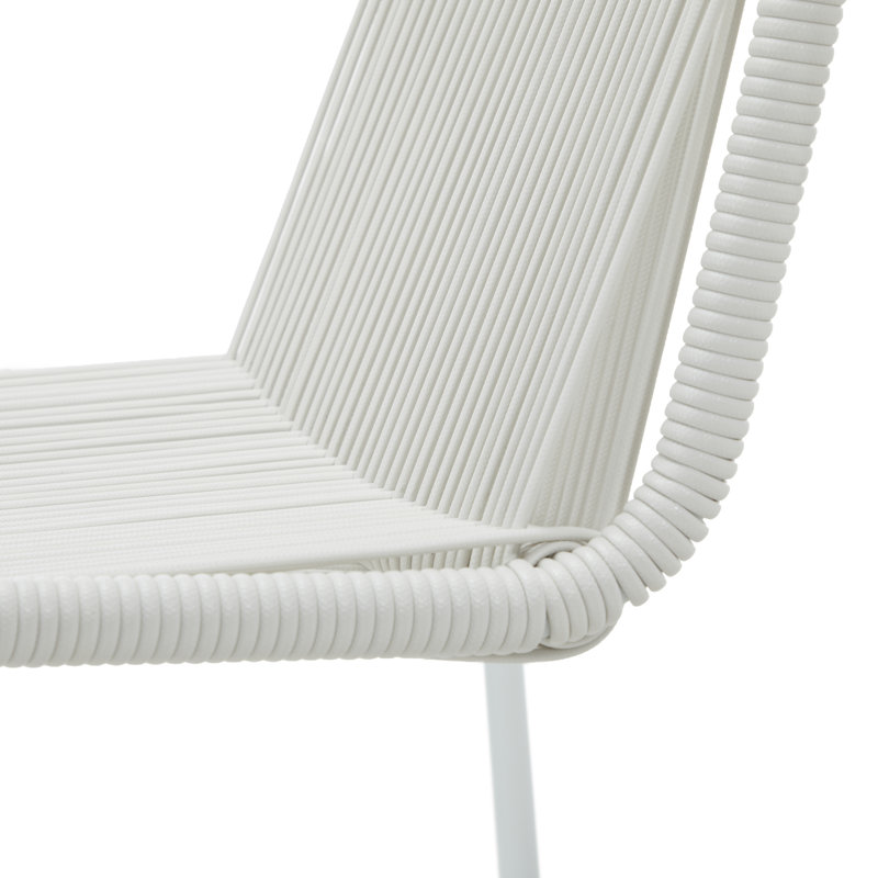 Stackable Set Of 2 Rattan Chairs - No Assembly, Armless For Easy Storage - Indoor Outdoor Dining & Cafe, White/White