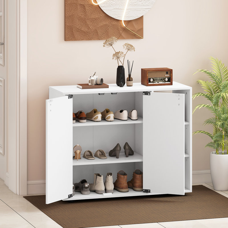 12 Pair Shoe Storage Cabinet, White