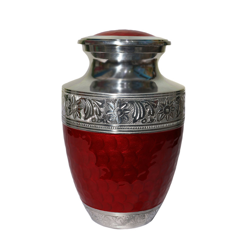 Urne gravée gravée avec texture, Rouge