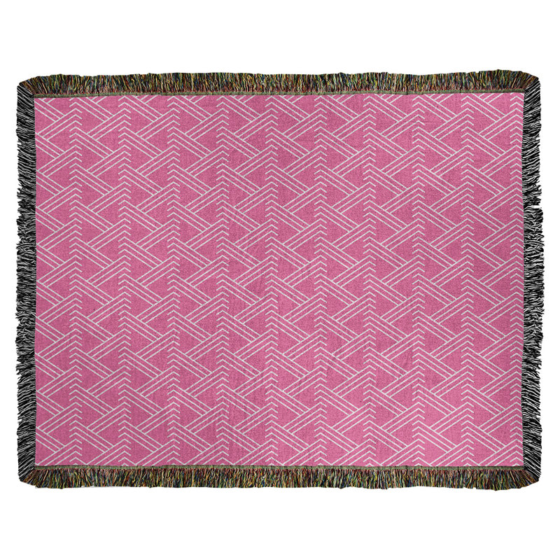 Couverture en coton tissé zigzag classique, L 37 po x L 52 po, Rose