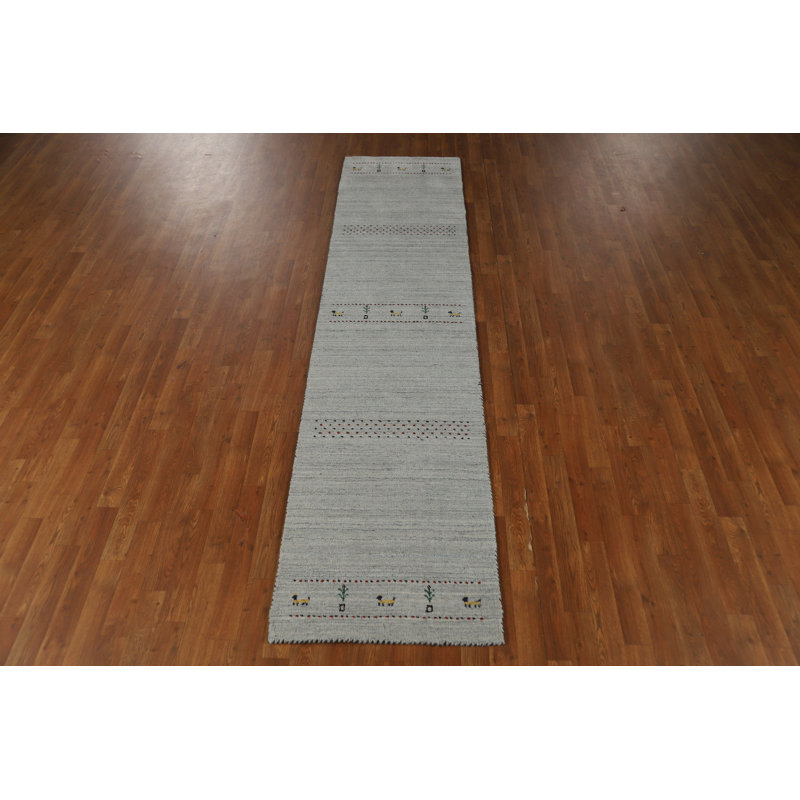Tapis de couloir indien style tribal petits animaux Gabbeh 3 x 10