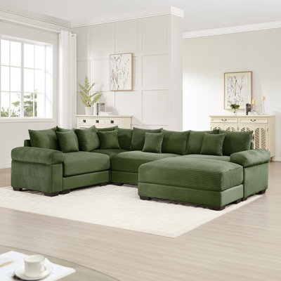 Canapé modulaire surdimensionné surdimensionné avec méridienne en velours côtelé de conception ergonomique facile à assembler pour les salons et les chambres à coucher