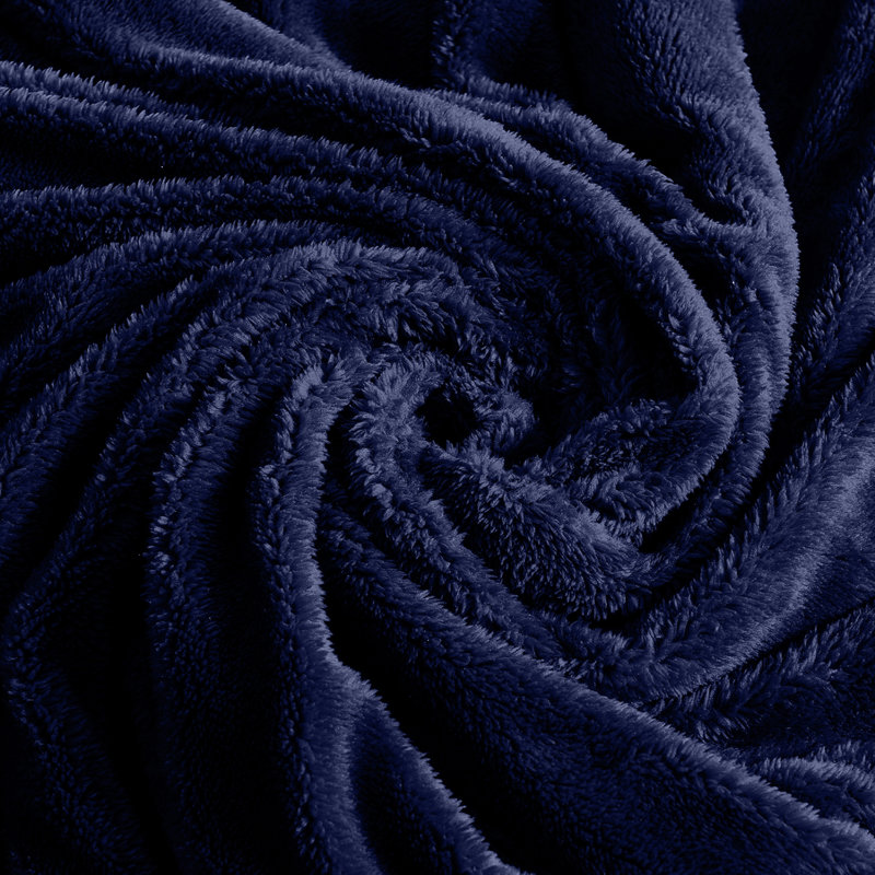 Misuzu Super Soft Reversible Sherpa Fleece Blanket, Super King, Blue