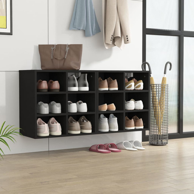 12 Pair Flip Down Shoe Storage, Black