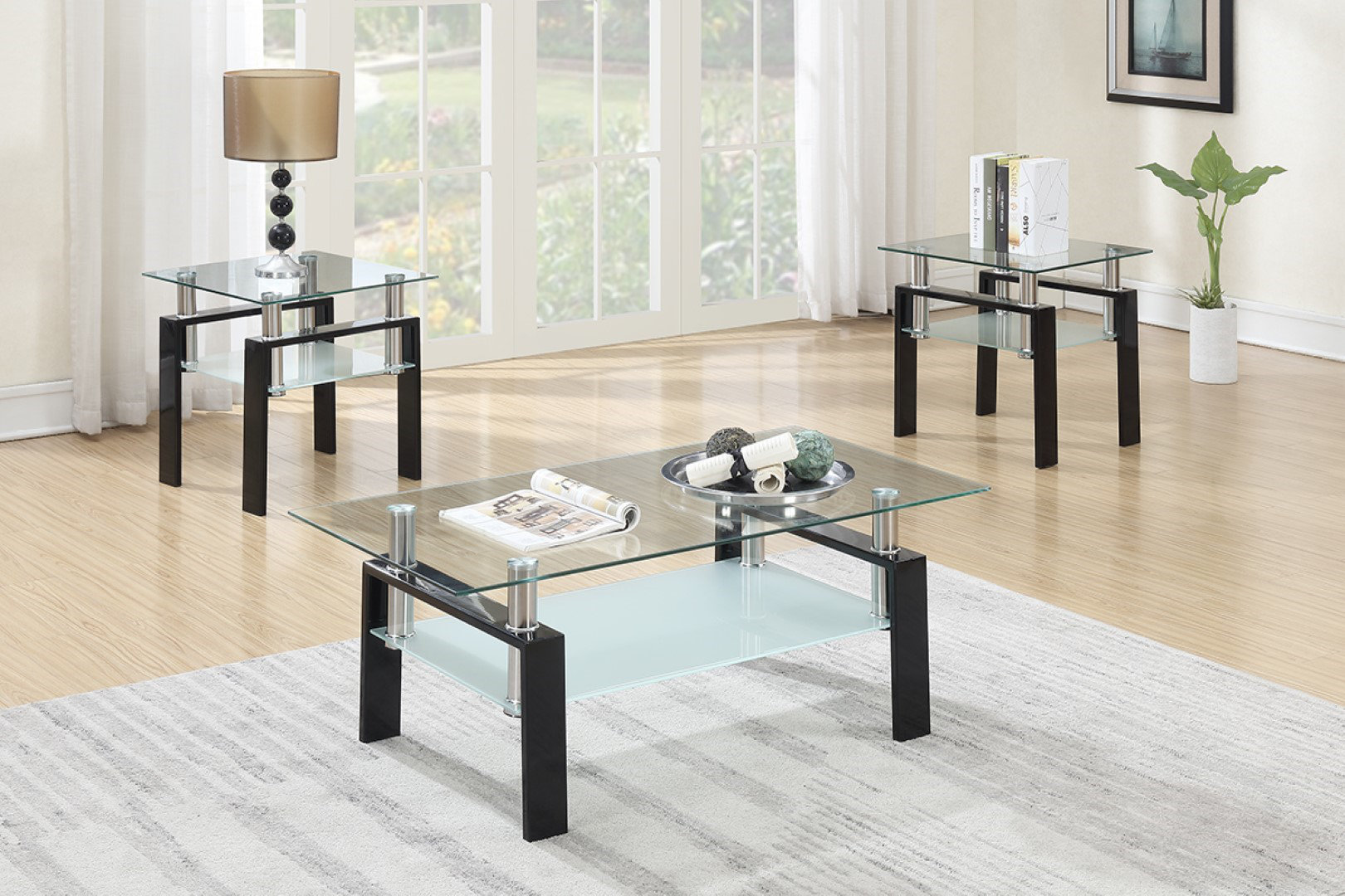 Ivy Bronx 3 Piece Glass Top Living Room Table Set Wayfair Canada