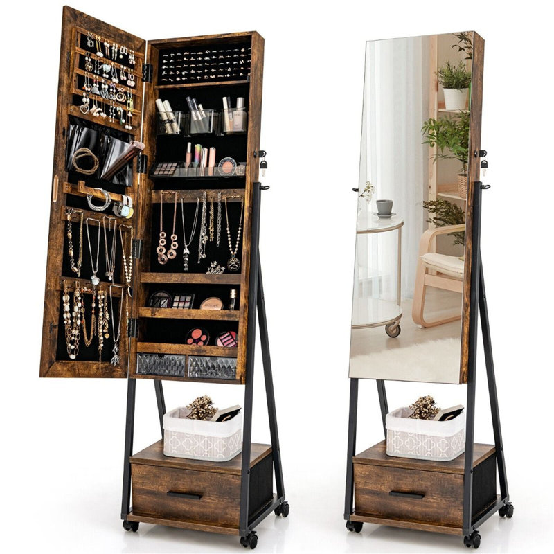 Freestanding Jewelry Armoire, Brown