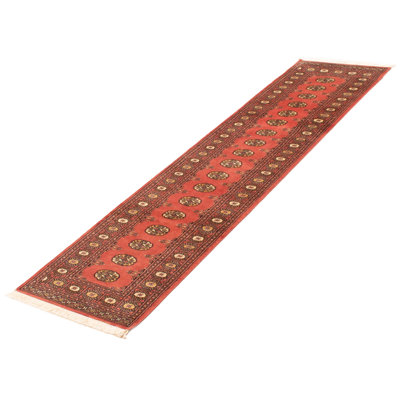 Tapis unique en laine noué à la main Bokhara Peshawar corail 2 pi 6 po x 10 pi 1 po