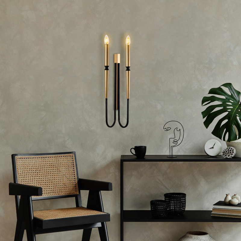 Modern Wall Lamp, Black Metal Body, 7.1 x 22.8 x 4.7 inches | Socket Type: 2 x E14 Max 40W (Bulb Not Included) | IP20 Rated, Stylish and Functional Lighting for Home or Office Decor