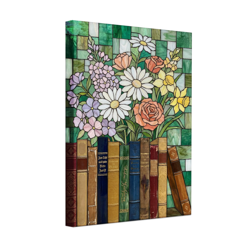 Plantes et fleurs, vitrail, art floral, H 36 po x l 24 po