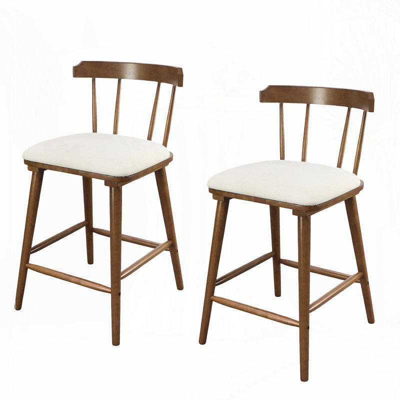 Tabouret de comptoir rembourré en bois, Noyer