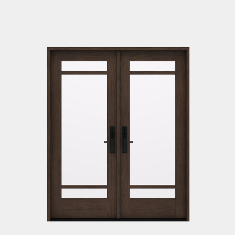 G10302-SW-80 | Porte double 80 po, extérieur pré-monté RTA, SDL 3 Lite, bois d'acajou brut, 66.5" x 82" [32" Door]