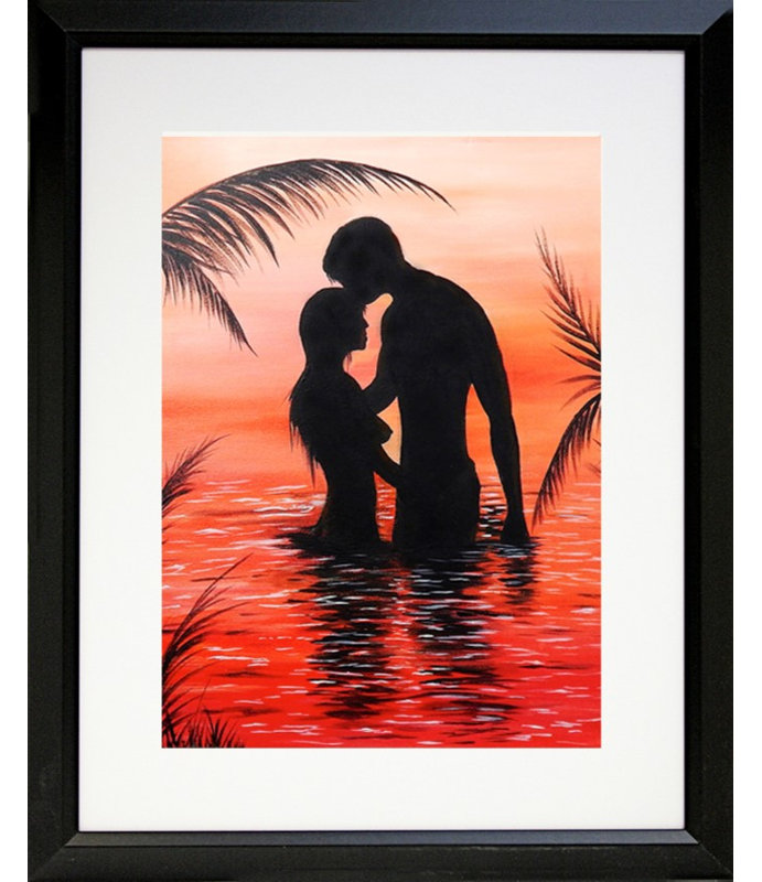 «Bora», reproduction, H 22,5 po x l 18,5 po, Papier avec cadre noir, Blanc mat