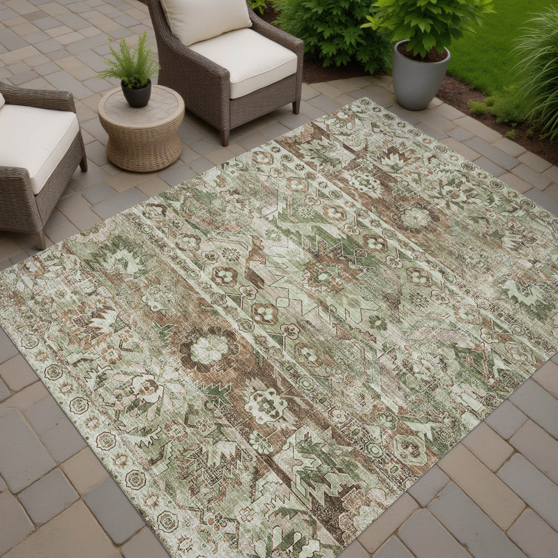 Tapis lavable à la machine intérieur / extérieur ACN2638, Sauge, 5 pi x 7 pi 6 po