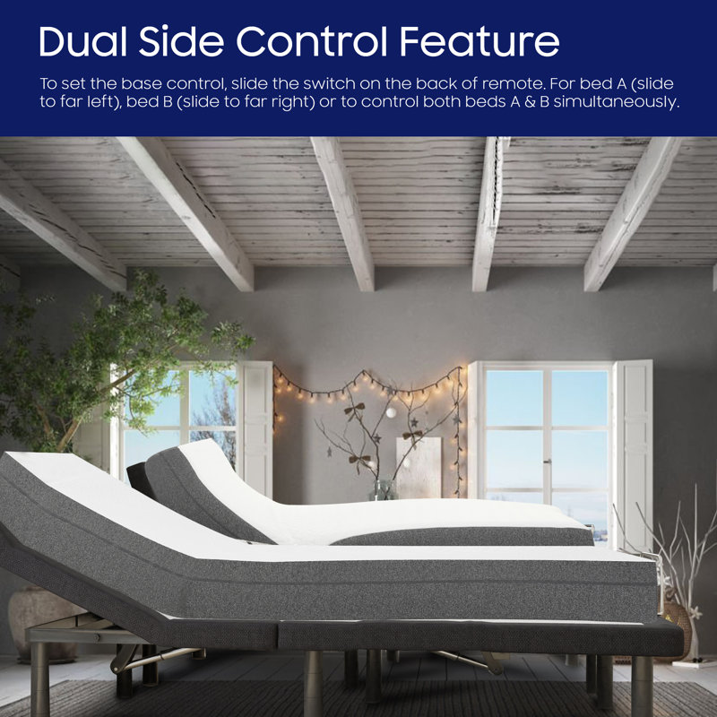 Damiansville 15" Adjustable Bed Frame with Memory Foam Mattress, Zero Gravity, Wireless Remote, Split King