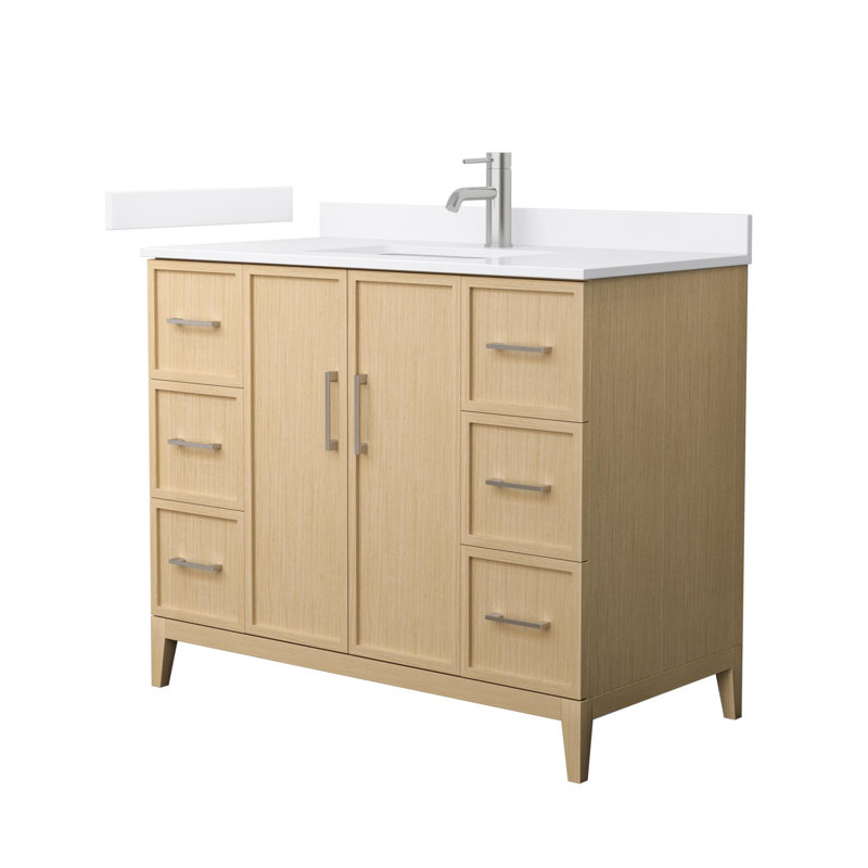 Elan 42'' W Vanity, Tan, Brushed Nickel, White Cultured Marble