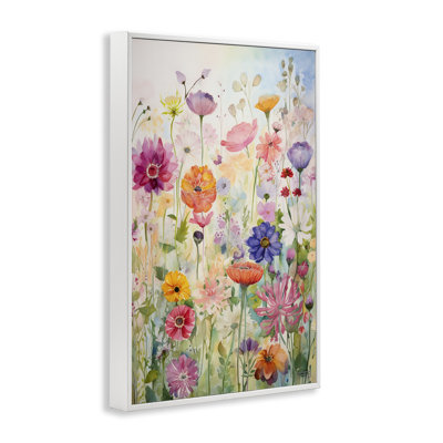 «Bright Floral Garden», art de la giclée blanche encadrée par Roozbeh Bahramali