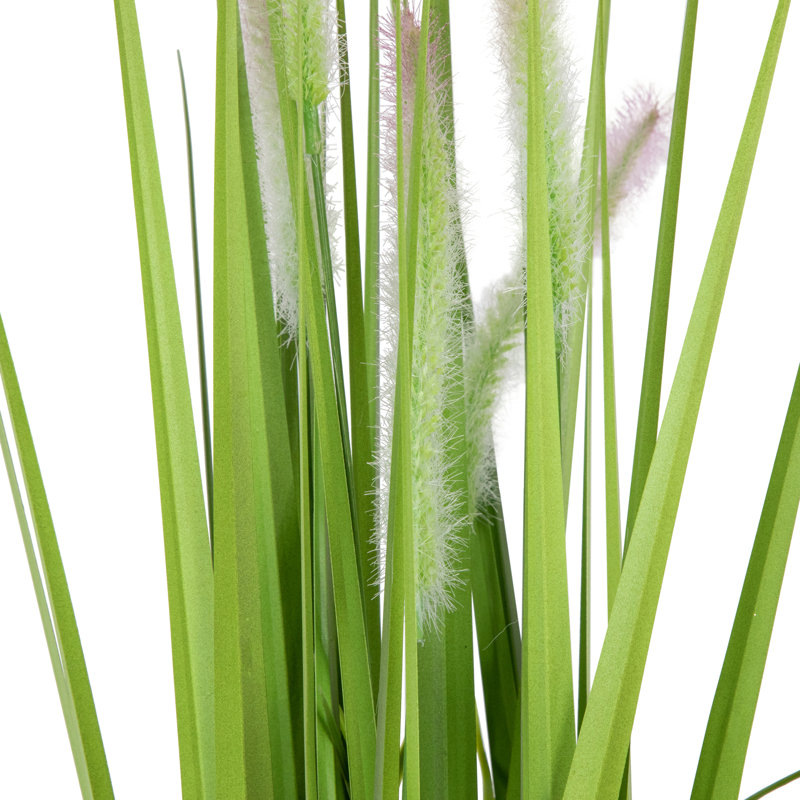 24" Green Artificial Onion Grass Plant in White Plastic Pot