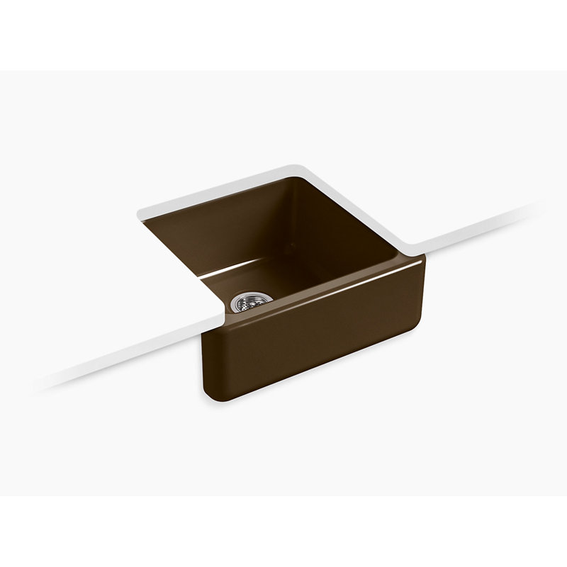 Whitehaven Self-Trimming 23.5"L x 21.5625"W Farmhouse Kitchen Sink, Black/Tan