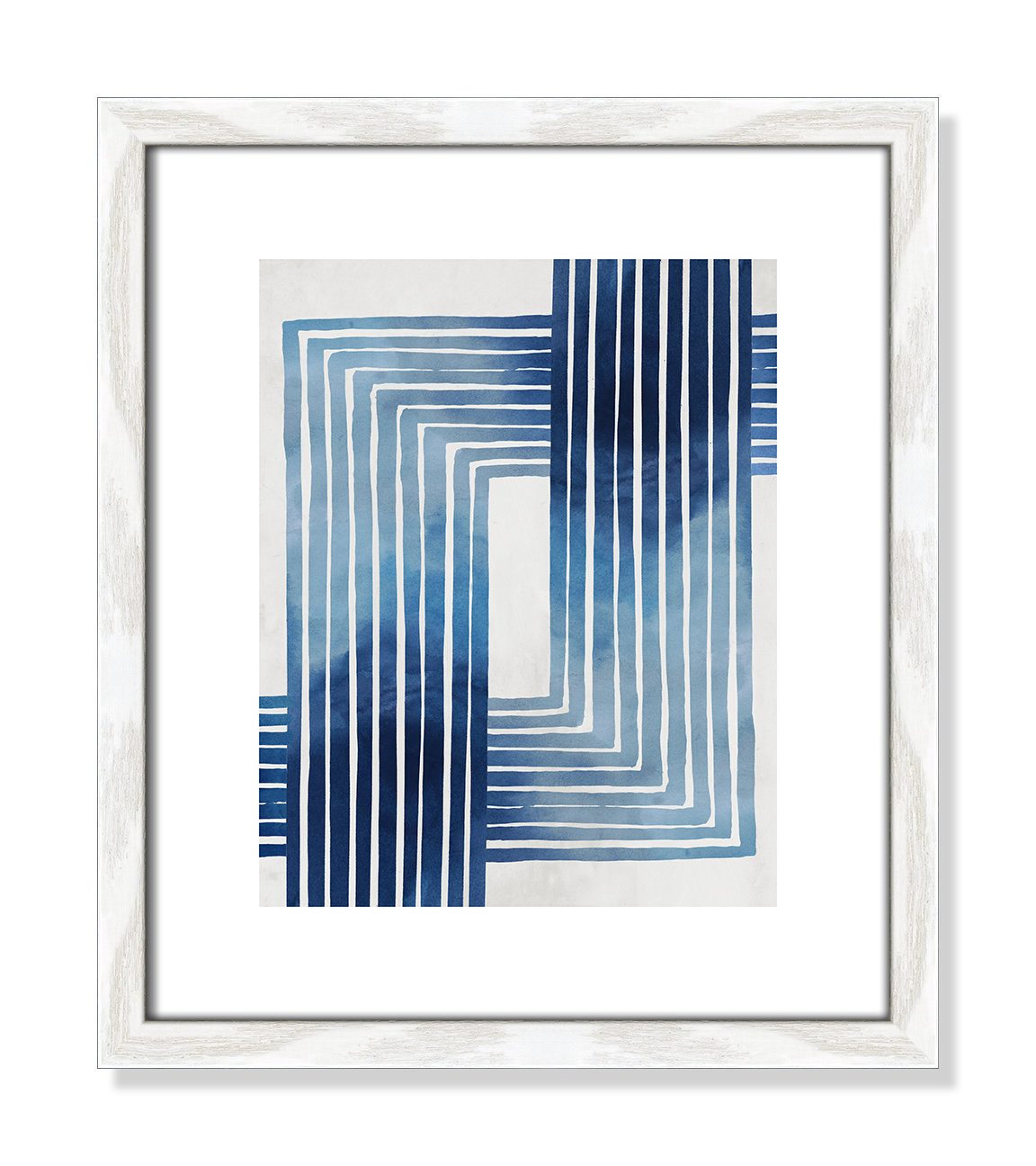 Lanny "In Unison" Painting by Eva Watts, 15" H x 13" W x 0.75" D, White Wood Framed Paper