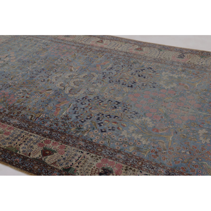 Antique Kashan  Silk Runner With All-Over Floral Pattern - Rug & Kilim