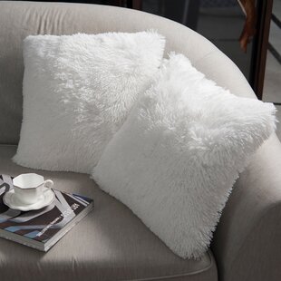 White Faux Shearling Large Round Accent Pillow By Diamond Sofa