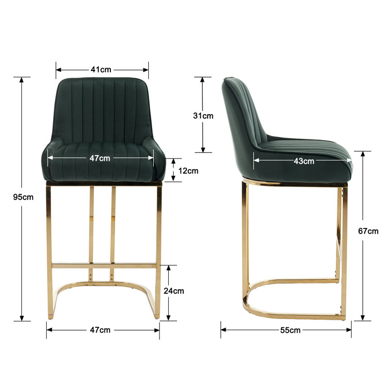 Besik Counter Stool with Metal Frame, Green