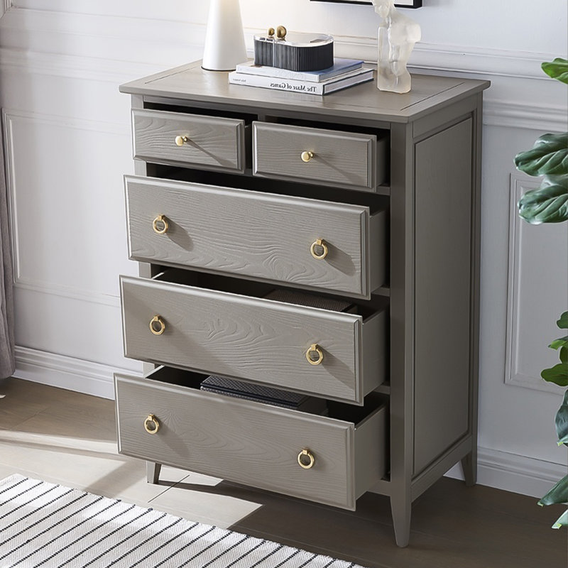 31.50"Gray Solid Wood Five-Drawer Cabinet