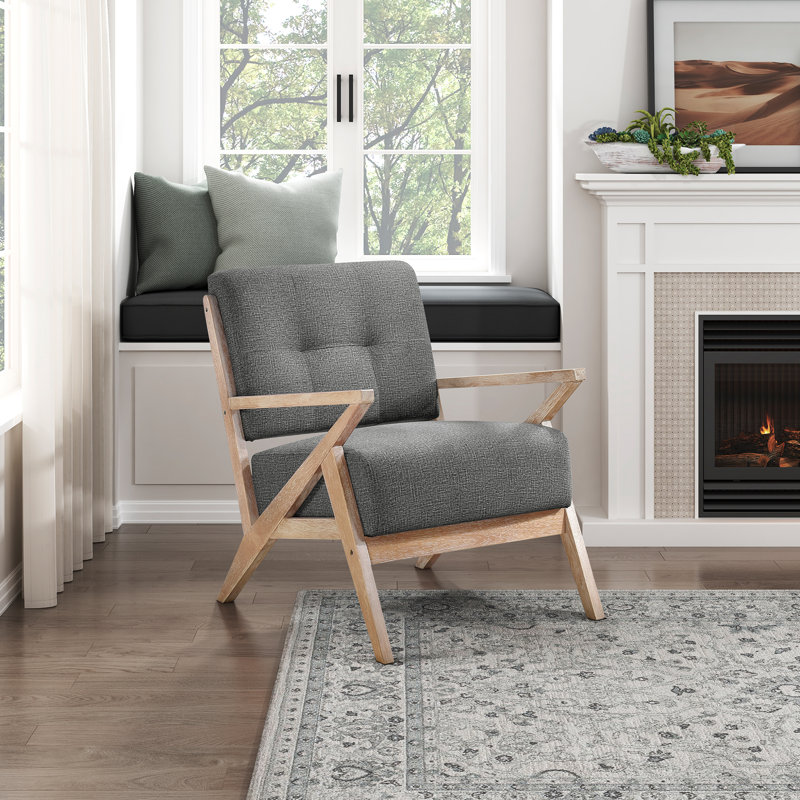 Fauteuil de 27,5 po de large Jakye, Polyester 100 % gris foncé