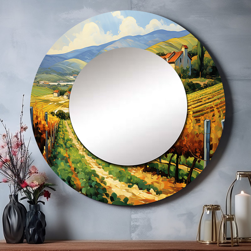 Sauger Vangogh Sunlit Vineyard II - miroir mural unique Vangogh, 23 po x 23 po