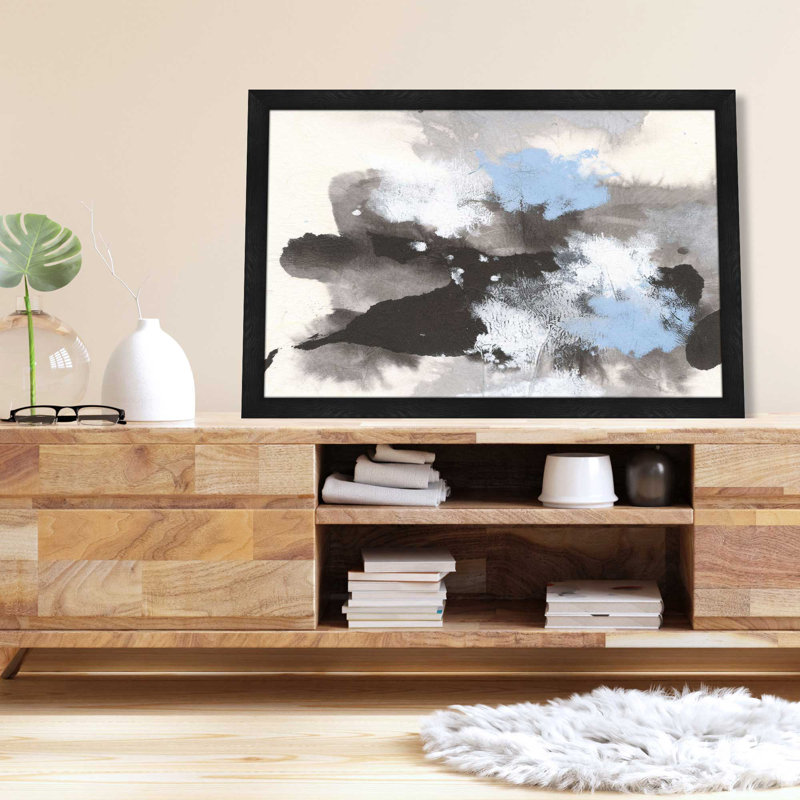 Bouffée de bleu II - Peinture, L 27,5 po x H 21,5 po, Cadre noir