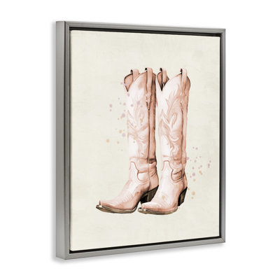 Howdy Cowgirl Pastel Boots Floating Frame, design by Kim Allen