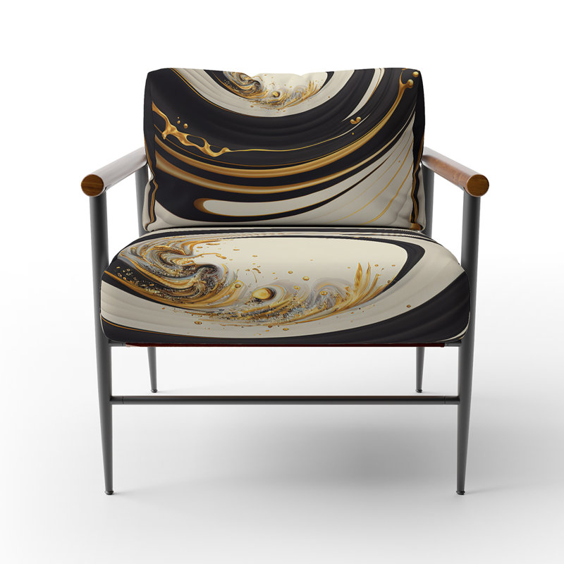 Fauteuil d'appoint rembourré noir, argent et or, Noir, noir, noir, noir