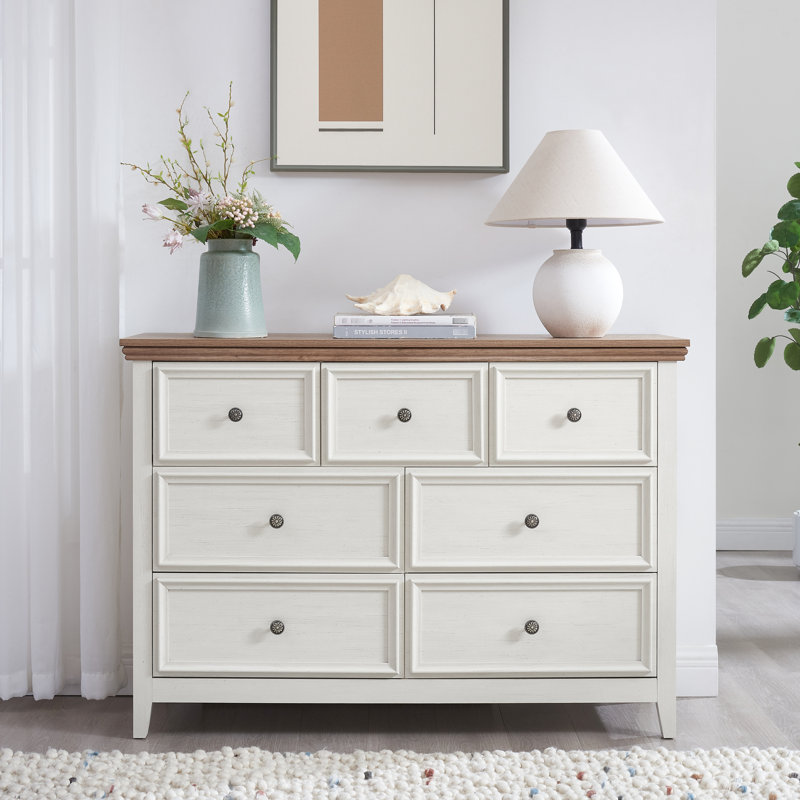 Commode 7 tiroirs - Organisateur beige avec glissières en métal lisse et construction moderne 7 ajoutent de la fonctionnalité à votre espace de vie