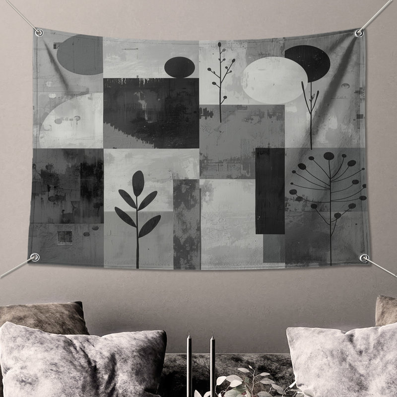 Tapisserie murale géométrique abstrait géométrique - Décoration murale géométrique, H 50 po x l 60 po avec 4 œillets