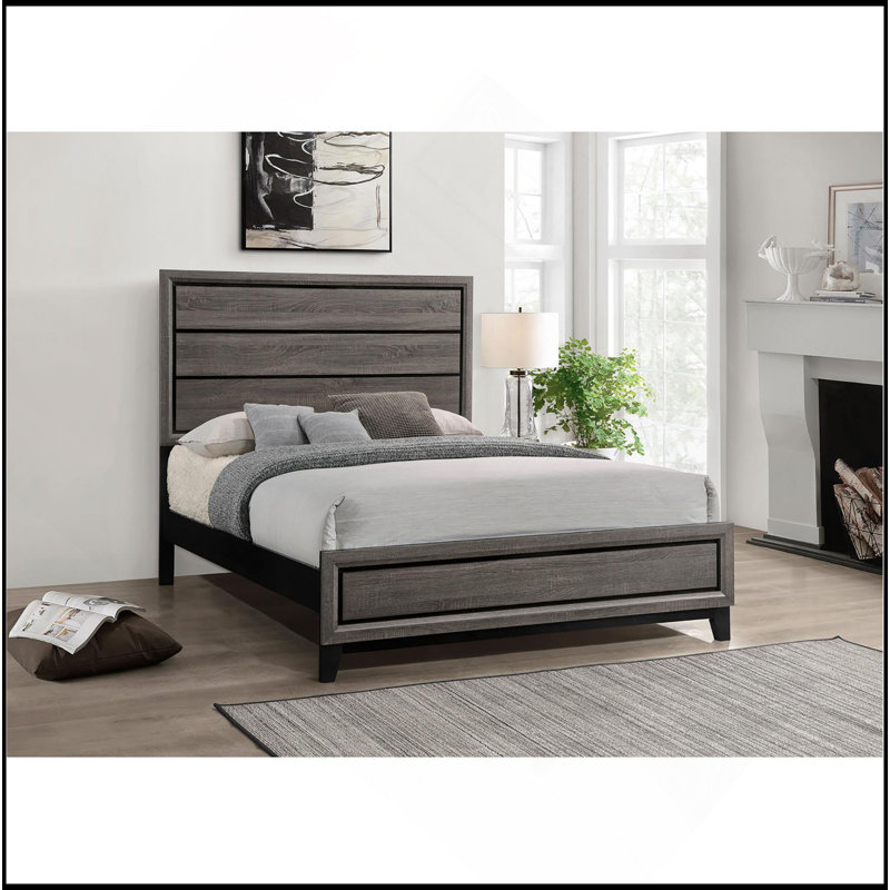 Rustic Grey Oak Queen Panel Bed