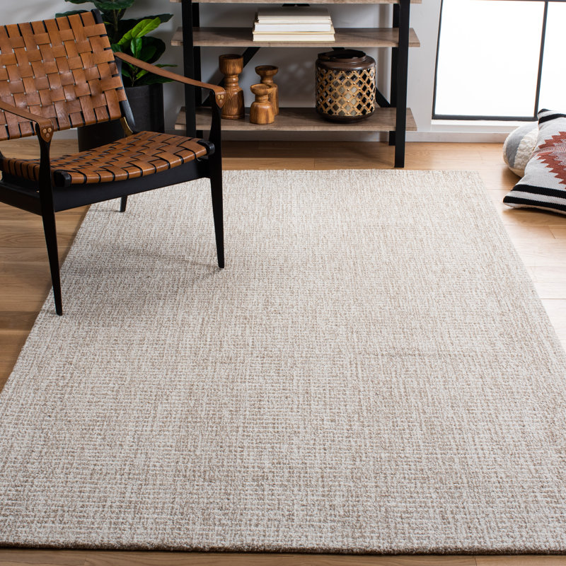 Tapis ivoire / gris en laine touffeté à la main Eliesha, Rectangulaire 3 pi x 5 pi