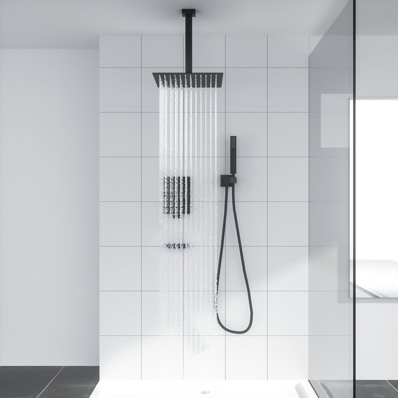 Complete Shower System Ceiling Mounted Dual Shower Head with Rough-in Valve, Oil Rubbed Bronze