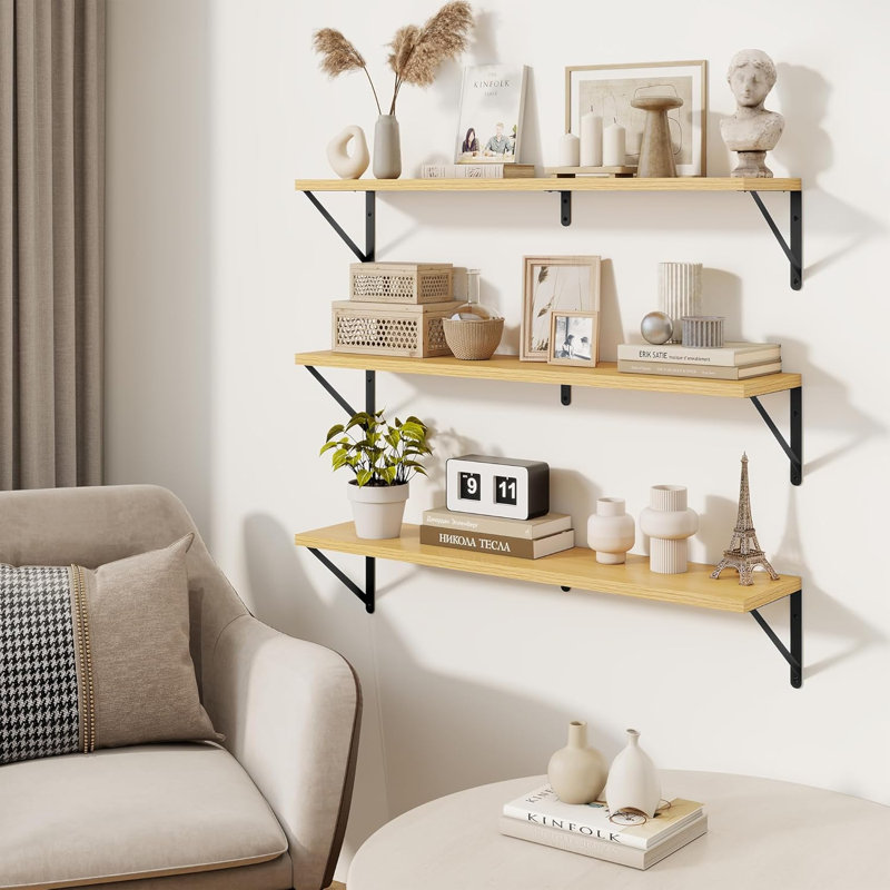 3 Piece Wood Floating Shelf