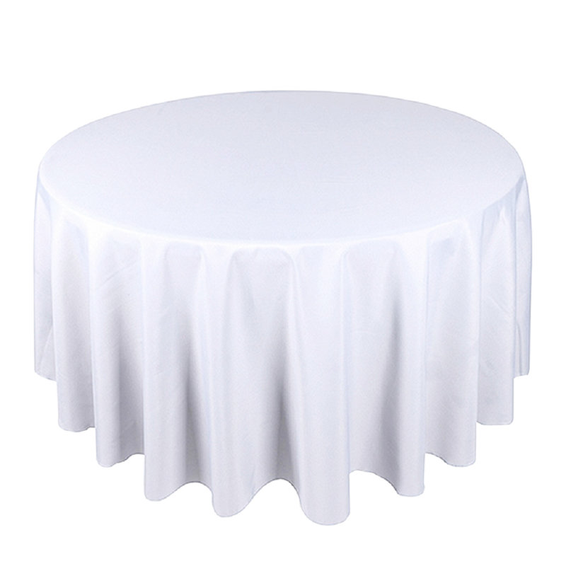 Eusebiu White Round Tablecloth - Premium Wrinkle-Resistant Banquet Cover for Wedding & Event Decor - Polyester
