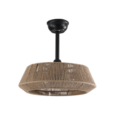 19" Bedroom Fan Light with Rope Suspension with 4 Bulbs, Dimmable, 7 Dlades, Reversible DC Motor