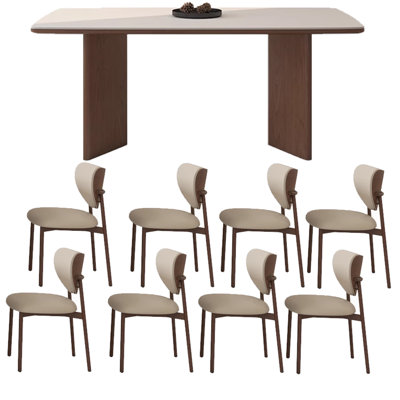 Table rectangulaire rectangulaire en bois massif de style crème