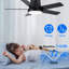 Ventilateur de plafond encastré noir mat de 42 po avec lumière DEL, télécommande et 5 pales deux tons Cryise-249509642-249509641-249509647