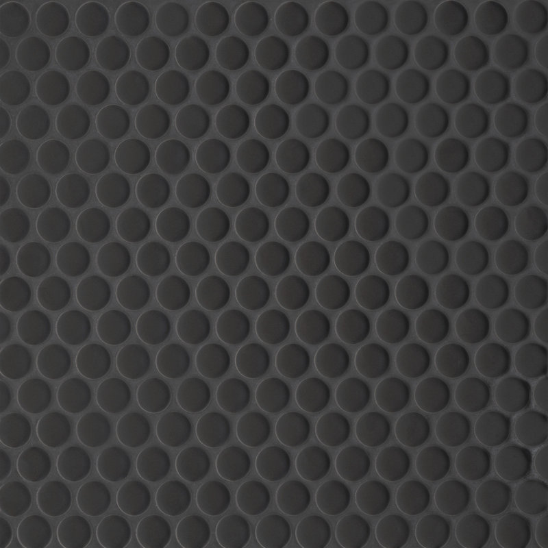 Le Cafe 3/4" x 3/4" Circle Matte Porcelain Mosaic Tile, Black