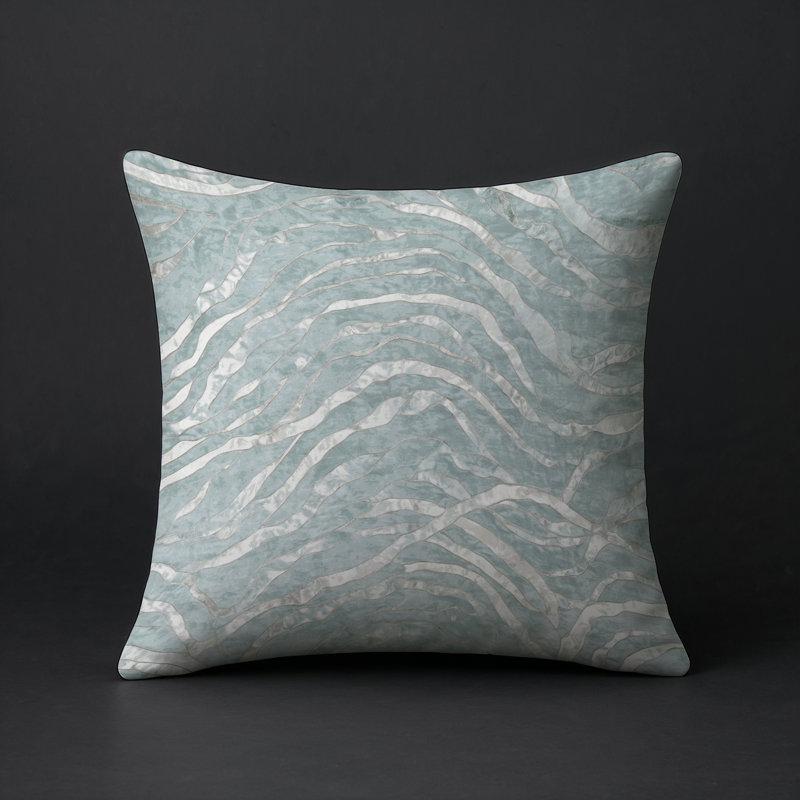 Coussin décoratif intérieur et extérieur Modern, Bleu abstrait 26, Carré 16 po