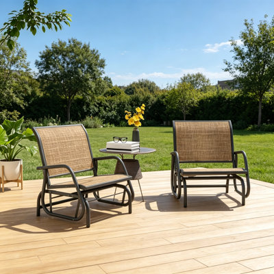 Chaise berçante d'extérieur en maille, fauteuil coulissant de patio en acier thermolaqué, siège en filet respirant à séchage rapide, capacité de poids de 264 lb pour le patio