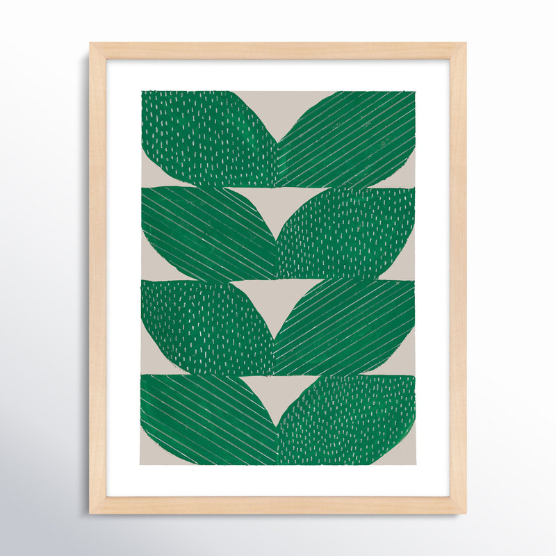 «Blue Chevron Green Chevron» par Andrea Stokes - Art mural encadré, H 20 po x l 16 po, Cadre brun