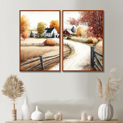 Path To The Barn III - Barn Landscape Large Wall Art 2 Pieces