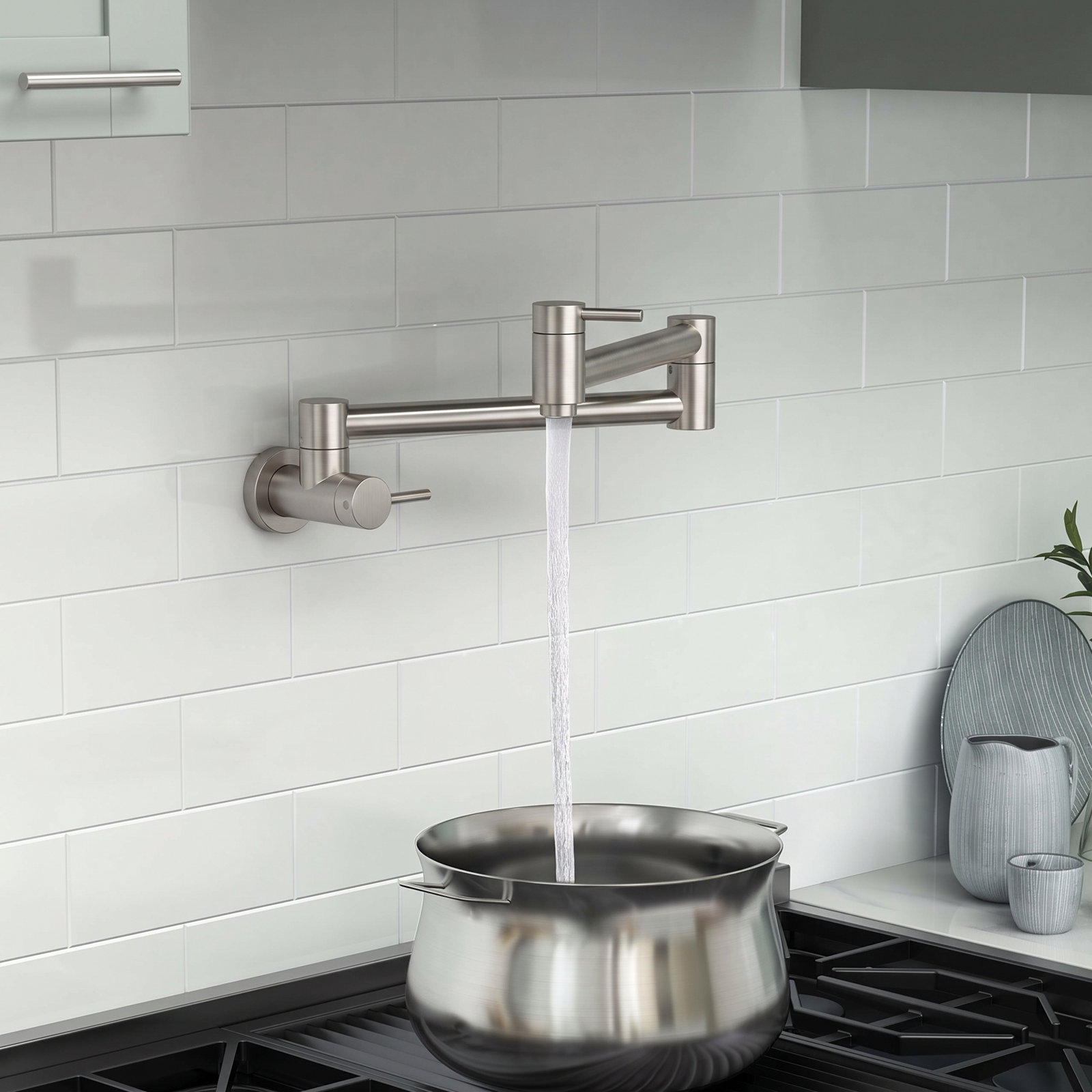 Circular Pull-Down Pot Filler, Brushed Nickel